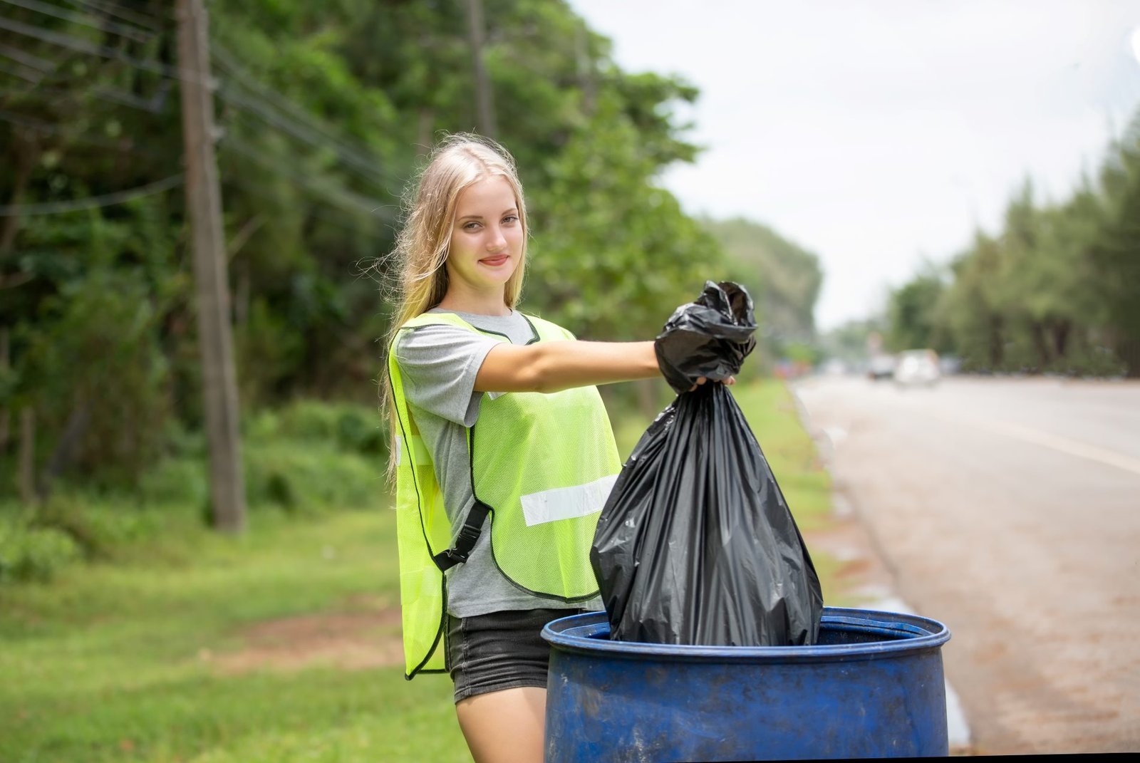 Bagged household waste ready for pickup